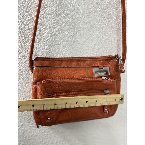 TIGNANELLO Orange Pebbled Leather Crossbody Shoulder Organizer - Picture 3 of 11